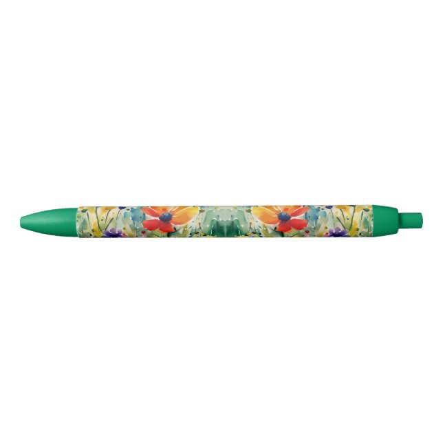 Bolígrafo De Tinta Azul Hermosas flores y Rosas (Anverso)