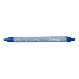 Bolígrafo De Tinta Azul Jardín de Camelias Chinoiserie con Nombre Personal