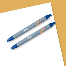 Bolígrafo De Tinta Azul Kid Personalized Blue Pen with Monkey