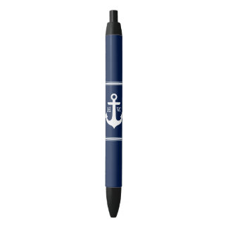 Bolígrafo De Tinta Azul Los azules marinos anclan con monograma