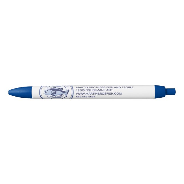 Bolígrafo De Tinta Azul Lubina de pez azul pescador personalizado (Anverso)