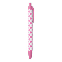 Bolígrafo De Tinta Azul Lunares Rosa Caliente