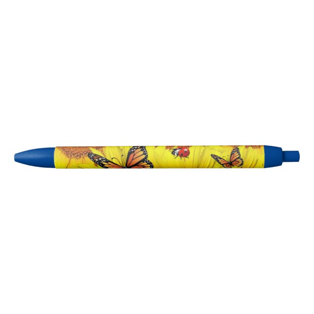 Bolígrafo De Tinta Azul Mariposa Pen Sunflowers (Anverso)