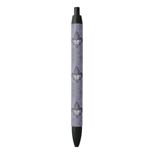 Bolígrafo De Tinta Azul Morado Butterfleur | Mariposa en Fleur de Lis (Frente vertical)