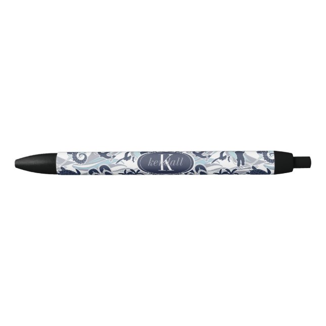 Bolígrafo De Tinta Azul Nautical Beach Pattern Navy ID839 (Anverso)