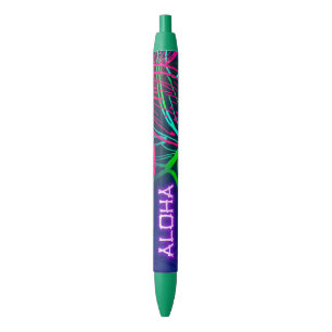 Bolígrafo De Tinta Azul Noche Tropical de Luau Eléctrico Neon Paraíso Aloh