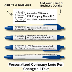 Bolígrafo De Tinta Azul Nombre personalizado, nombre de la empresa y corre