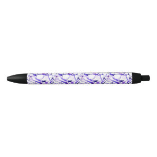 Bolígrafo De Tinta Azul Patrón de líneas abstractas de acuarela violeta li