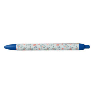 Bolígrafo De Tinta Azul Patrón Floral Prado de Coral
