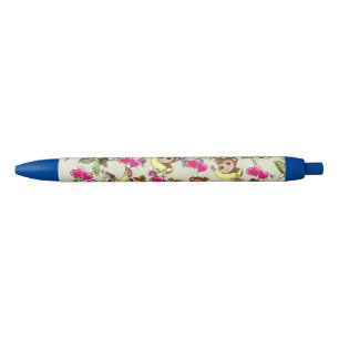 Bolígrafo De Tinta Azul Pen Office and School Pen Bananas Monkeys Hearts