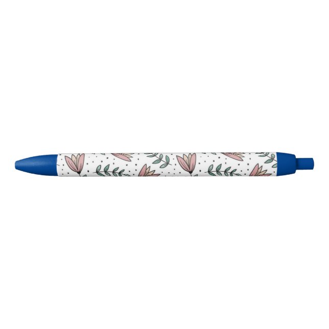Bolígrafo De Tinta Azul Pen Office and School Pen Floral Flowers  (Anverso)