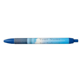 Bolígrafo De Tinta Azul Personalizable Blue Calm Beach Scene