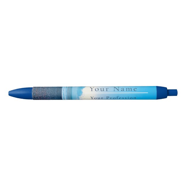Bolígrafo De Tinta Azul Personalizable Blue Calm Beach Scene (Anverso)