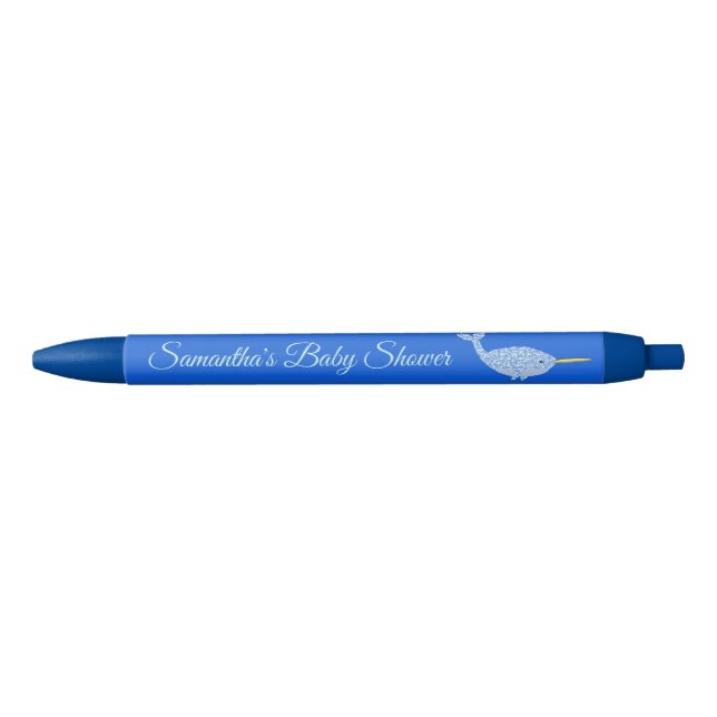 Bolígrafo De Tinta Azul Personalizado de Baby Shower de Cute Blue Baby Boy (Anverso)