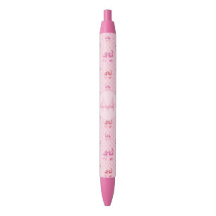 Bolígrafo De Tinta Azul Pink Coquette Bow Checkerboard