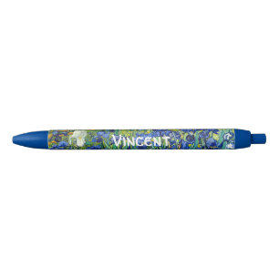 Bolígrafo De Tinta Azul Pintado Bella Artes de las flores de Irises Vincen