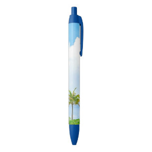 Bolígrafo De Tinta Azul Plantilla de naturaleza de moda palmeras cielo azu