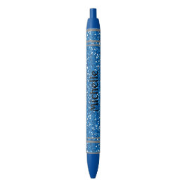 Bolígrafo De Tinta Azul Purpurina y franjas