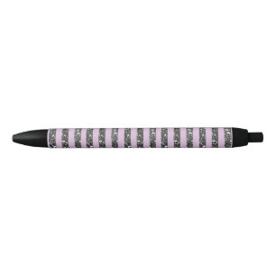 Bolígrafo De Tinta Azul Rayas de Purpura Lila Plateado con Brillantina