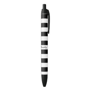 Bolígrafo De Tinta Azul Rayas Negras y Blancas Chic Personalizado