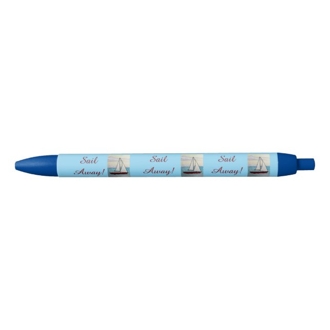 Bolígrafo De Tinta Azul Red Sailboat Sail Away  (Anverso)