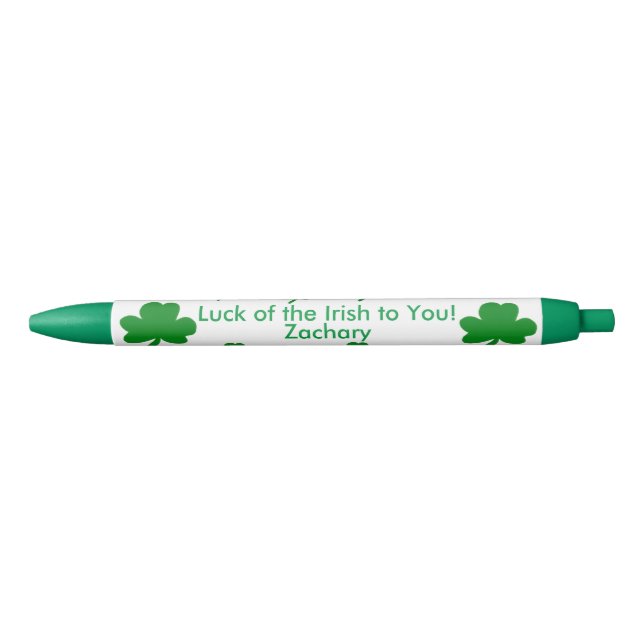 Bolígrafo De Tinta Azul Siete Shamrock NOMBRE DE PERSONALIZACIÓN irlandés  (Anverso)