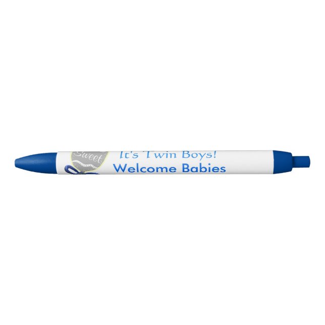 Bolígrafo De Tinta Azul Son niños gemelos, bebé, bow azul (Anverso)