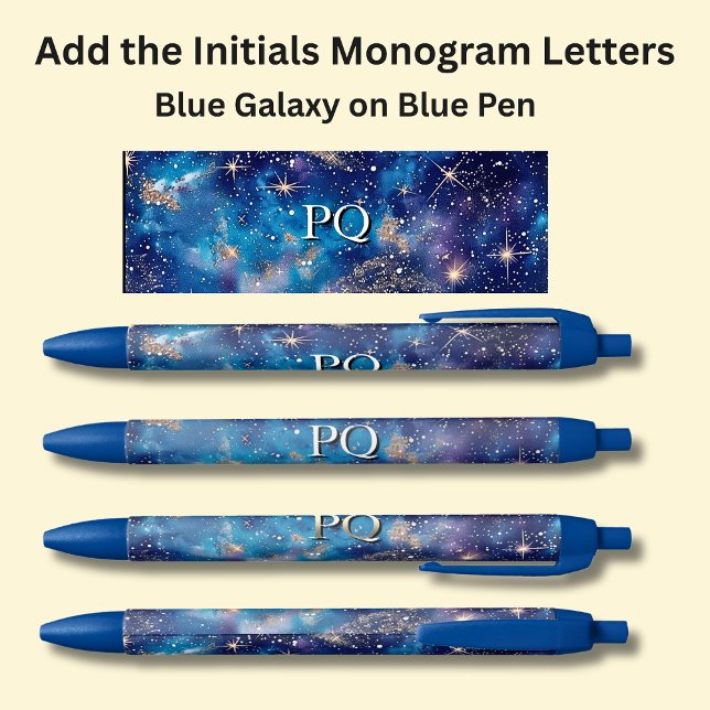 Bolígrafo De Tinta Azul Su Galaxia Azul Monograma (Subido por el creador)