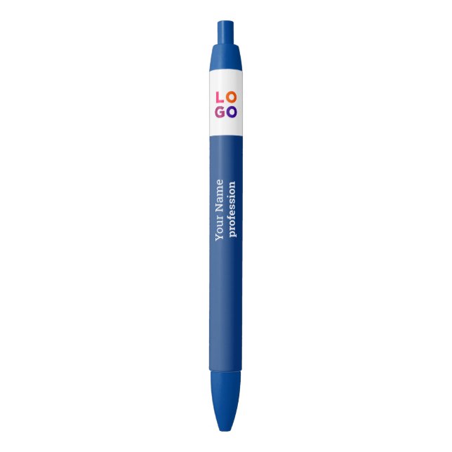 Bolígrafo De Tinta Azul Su logotipo comercial, nombre, profesión azul (Frente vertical)