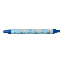 Bolígrafo De Tinta Azul Velero Rojo Navega Lejos 