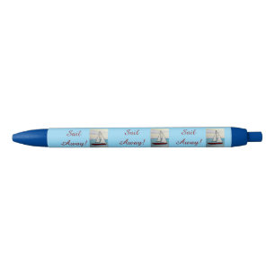 Bolígrafo De Tinta Azul Velero Rojo Navega Lejos