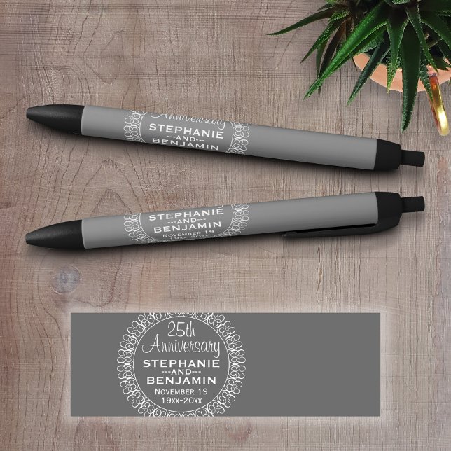 Bolígrafo De Tinta Negra 25.º aniversario Boda personalizado (Personalized writing pens)