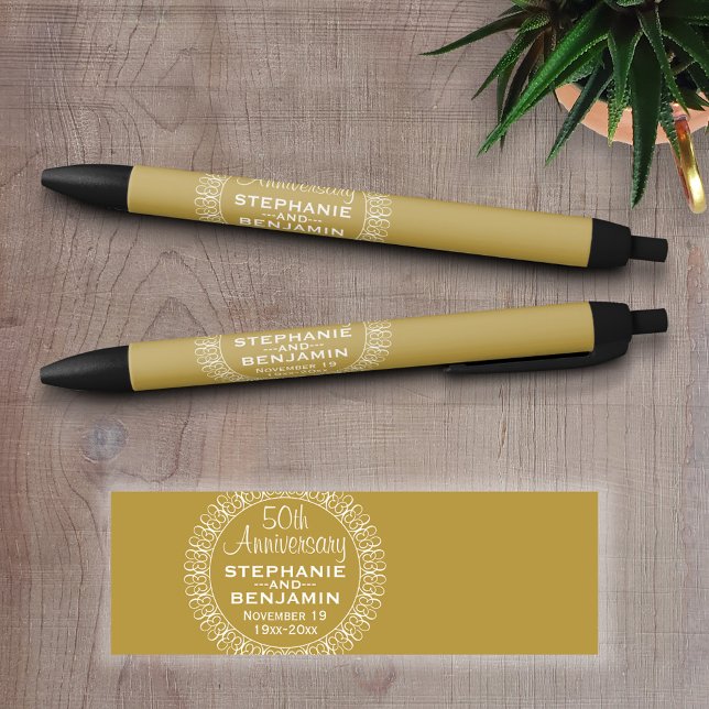 Bolígrafo De Tinta Negra 50.º aniversario Boda personalizado (Personalized writing pens)