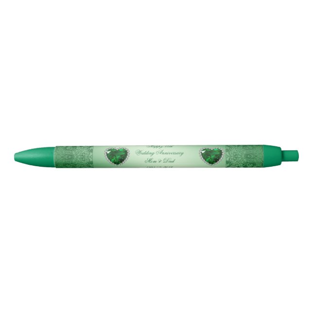 Bolígrafo De Tinta Negra 55.o aniversario de boda elegante (Anverso)