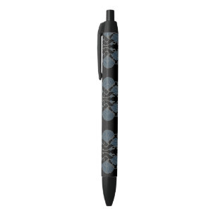 Bolígrafo De Tinta Negra Abanico Azul Elegante