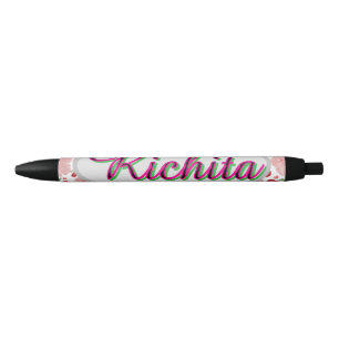 Bolígrafo De Tinta Negra Acuarela floral personalizada y única