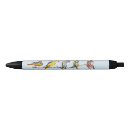 Bolígrafo De Tinta Negra Acuarela, pequeñas aves coloridas en alambre