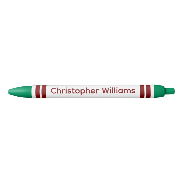 Bolígrafo De Tinta Negra Add custom name stripes burgundy green (Anverso)