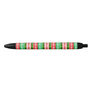BOLÍGRAFO DE TINTA NEGRA ADORNOS DE NAVIDAD DISEÑO ROJO BLANCO VERDE