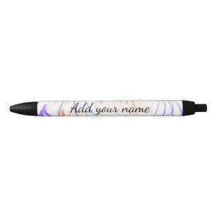 Bolígrafo De Tinta Negra agua abstracta de color naranja morado texto añadi