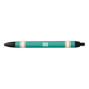 Bolígrafo De Tinta Negra Aguamarina, naranja y equipo de fútbol del blanco
