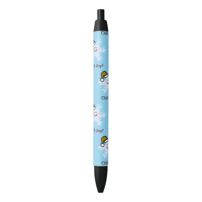 Bolígrafo De Tinta Negra Alegría de copo de nieve navideño (Frente vertical)