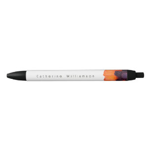 Bolígrafo De Tinta Negra Amapola naranja roja elegante personalizada