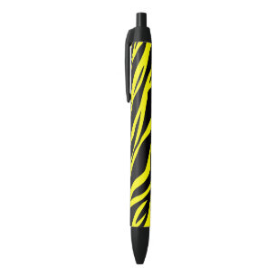 Bolígrafo De Tinta Negra Amarillo Neón Rayas de Cebra
