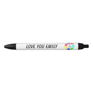 Bolígrafo De Tinta Negra Amor interracial Corazones arco iris Personalizado