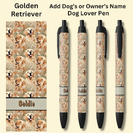 Bolígrafo De Tinta Negra Añadir el nombre del propietario o del perro, Gold