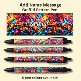 Bolígrafo De Tinta Negra Añadir mensaje de nombre, en patrón de graffiti