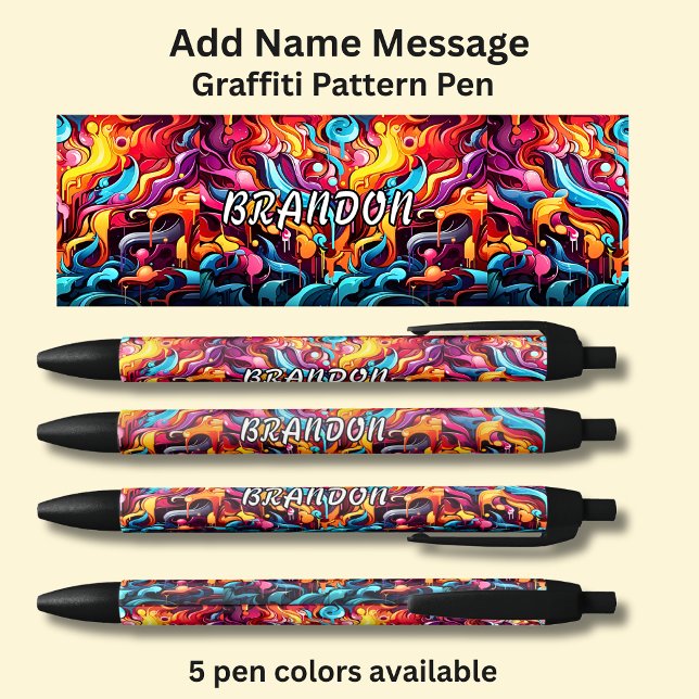 Bolígrafo De Tinta Negra Añadir mensaje de nombre, en patrón de graffiti (Subido por el creador)