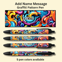 Bolígrafo De Tinta Negra Añadir mensaje de nombre, en patrón de graffiti