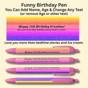 Bolígrafo De Tinta Negra Añadir nombre, cumpleaños feliz y de Grandkids Pen